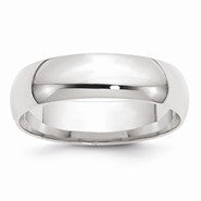 14k White Gold 6mm Lightweight Comfort Fit Wedding Band