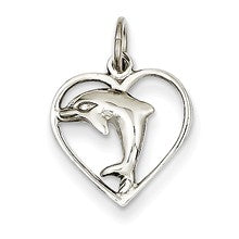 14k White Gold Dolphin in Heart Charm hide-image