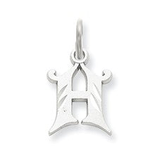 14k White Gold Diamond-cut Initial H Charm hide-image