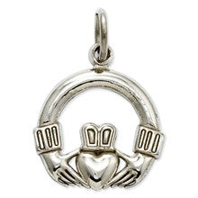 14k White Gold Claddagh Charm hide-image