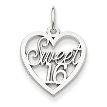 14k White Gold Sweet 16 Heart Charm hide-image