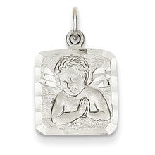 14k White Gold Satin & Diamond-cut Angel Charm hide-image