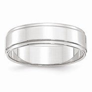 14k White Gold 6mm Flat with Step Edge Wedding Band