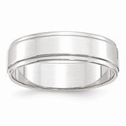 10k White Gold 6mm Flat with Step Edge Wedding Band