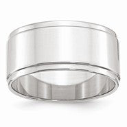 10k White Gold 10mm Flat with Step Edge Wedding Band