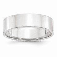14k White Gold 6mm Lightweight Flat Wedding Band