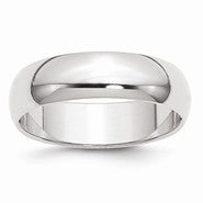 14k White Gold 6mm Half Round Wedding Band