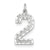Casted Large Diamond Cut Number 2 Charm in 14k White Gold