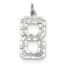 14k White Gold Casted Large Diamond Cut Number 8 Charm hide-image