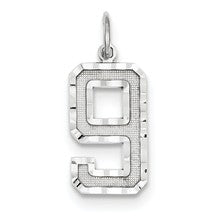 14k White Gold Casted Large Diamond Cut Number 9 Charm hide-image