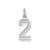 Small Satin Number 2 Charm in 14k White Gold