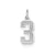 Small Satin Number 3 Charm in 14k White Gold