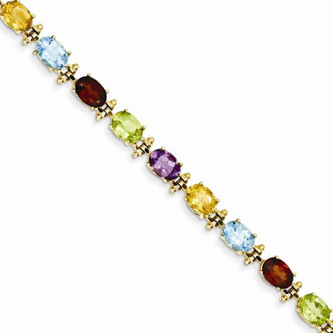 14K Yellow Gold Rainbow Gemstone Bracelet