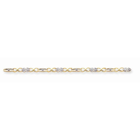 14K Two-Tone Completed Diamond Heart Tennis Bracelet