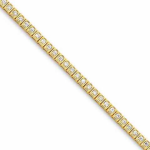 14K Yellow Gold AA Diamond Tennis Bracelet