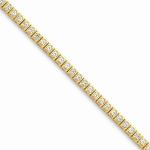 14K Yellow Gold AA Diamond Tennis Bracelet