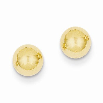 14k Yellow Gold Polished 6mm Ball Post Earrings