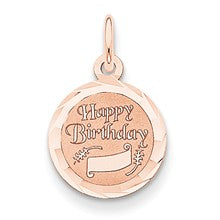 14k Rose Gold Happy Birthday Disc Charm hide-image