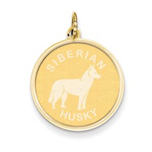 14k Gold Siberian Husky Disc Charm hide-image