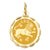 Satin Polished Engravable Leo Zodiac Scalloped Disc Charm in 14k Gold