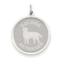 14k White Gold Polished Engravable Golden Retriever Disc Charm hide-image