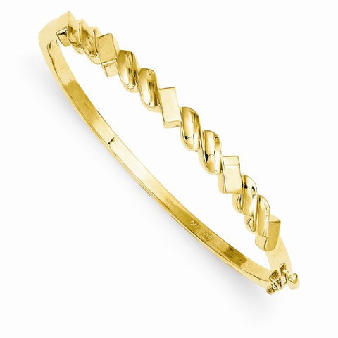14K Yellow Gold Fancy Casted Hinged Bangle Bracelet
