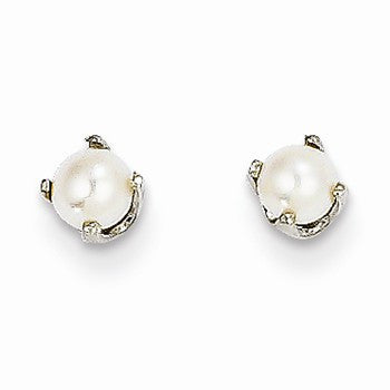 14k White Gold 3mm Cultured Pearl Stud Earrings