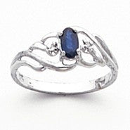 14k White Gold Diamond & Sapphire Birthstone Ring