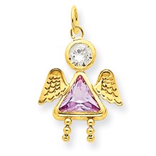 14k Gold June Girl Angel Birthstone Charm hide-image