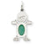 14k White Gold Boy 6x4 Oval Genuine Emerald-May Charm hide-image