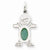 14k White Gold Boy 7x5 Oval Genuine Emerald-May Charm hide-image