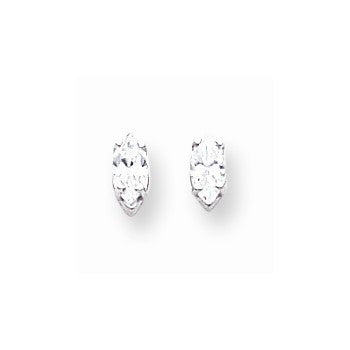 14k White Gold 6x3mm Marquise Cubic Zirconia Earring, Jewelry Earrings