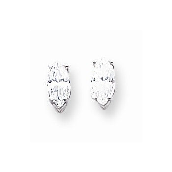 14k White Gold 8x4mm Marquise Cubic Zirconia Earring, Jewelry Earrings