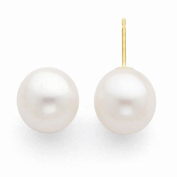 14k White Gold 10-10.5mm White Freshwater CulturedPearl Stud Earrings