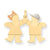14k Gold Tri-Color Large Girl on Left & Boy on Right Engravable Charm hide-image