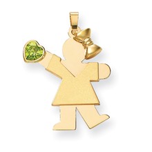 14k Gold Girl with CZ August Birthstone Charm hide-image