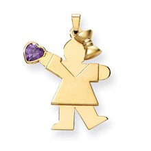 14k Gold Girl with CZ February Birthstone Charm hide-image