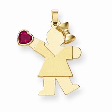 14k Gold Girl with CZ July Birthstone Charm hide-image