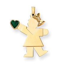 14k Gold Girl with CZ May Birthstone Charm hide-image