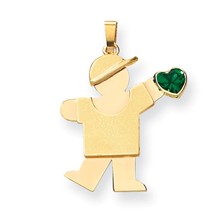 14k Gold Boy with CZ May Birthstone Charm hide-image