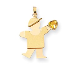 14k Gold Boy with CZ November Birthstone Charm hide-image