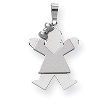 14k White Gold Small Girl w/Bow on Left Engravable Charm hide-image