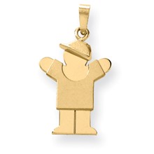 14k Gold Solid Engravable Boy with Hat on Right Charm hide-image