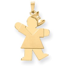 14k Gold Solid Engravable Girl with Bow on Right Charm hide-image