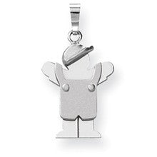 14k White Gold Small Boy with Hat on Left Engravable Charm hide-image