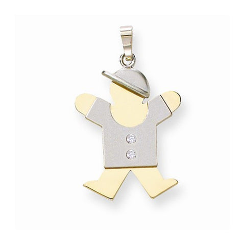 14k Gold Two-tone AA Diamond Kid Pendant, Fine Pendants for Necklace