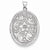 14k White Gold 32mm Oval Flower With Scrolls Locket