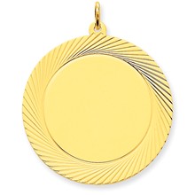 14k Gold Etched Design .035 Gauge Circular Engravable Disc Charm hide-image
