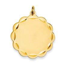 14k Gold .035 Gauge Engravable Scalloped Disc Charm hide-image