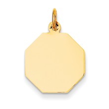 14k Gold Plain .009 Gauge Engravable Octagonal Disc Charm hide-image